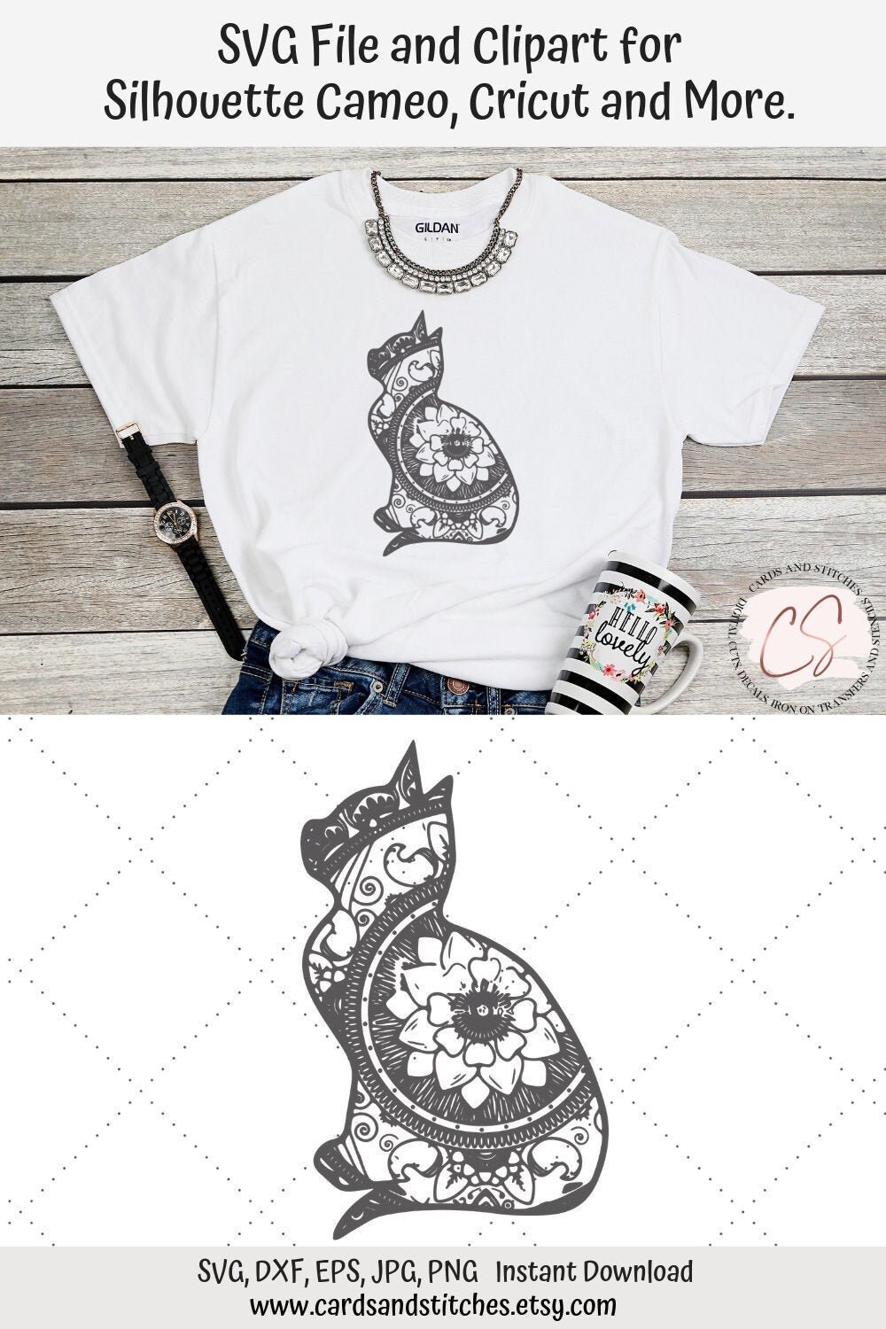 Download Cat Mandala SVG Cat SVG Cat Mandala Print Vector Cut | Etsy