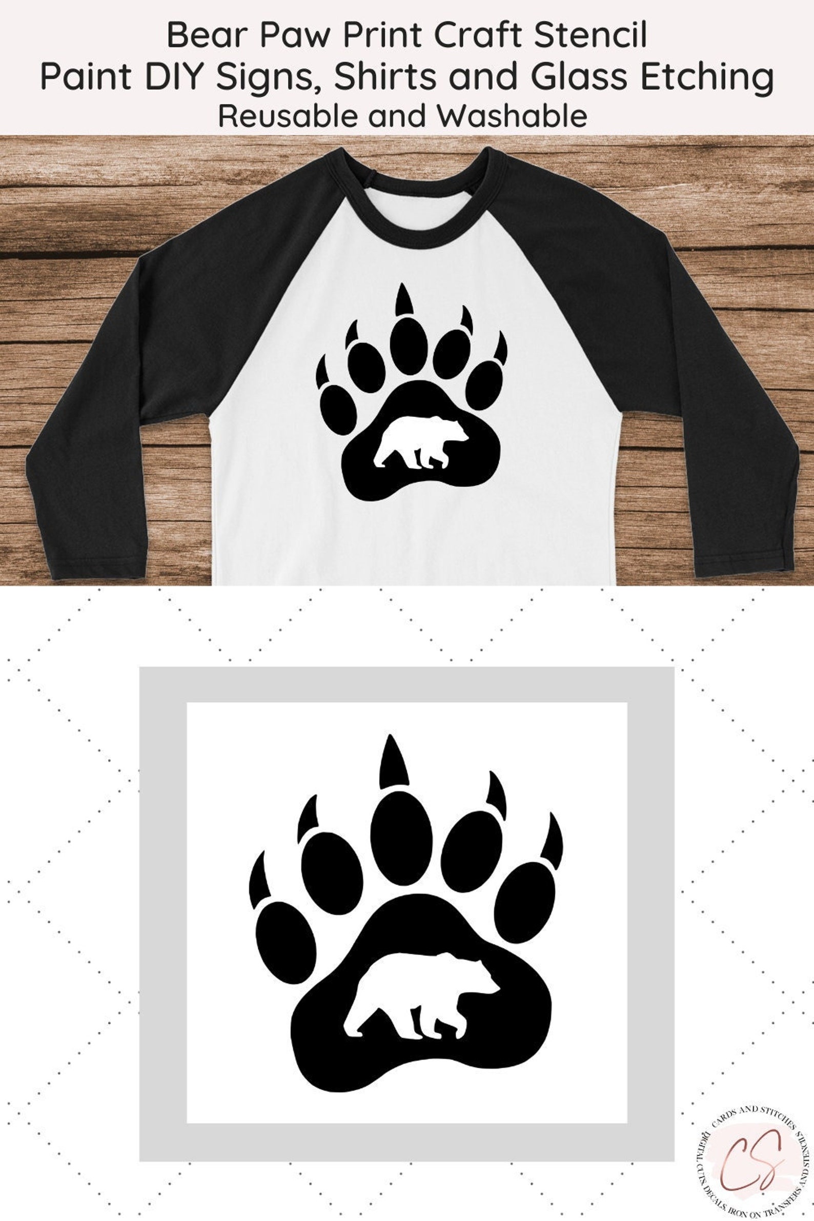Bear Paw Print Stencil Great for Painting DIY Wood or Canvas - Etsy