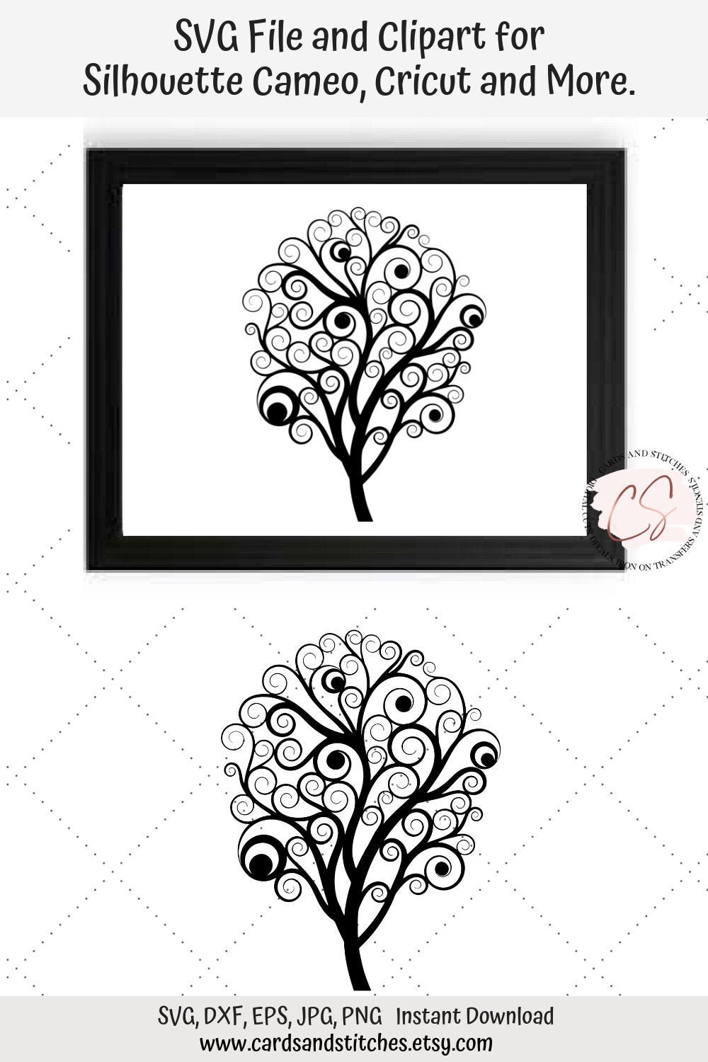 Tree SVG Fancy Tree SVG Digital Cutting File Silhouette | Etsy