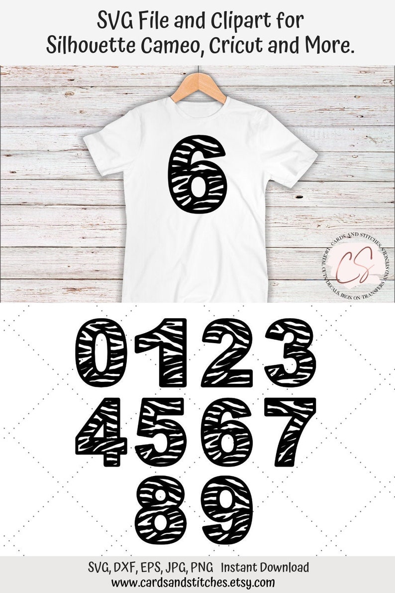 Numbers SVG Zebra Numbers SVG Digital Cutting File Etsy
