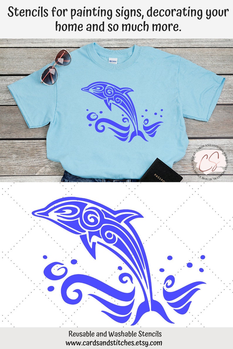 Dolphin Stencil Great for Wood Signs Walls and Shirts Sea Etsy