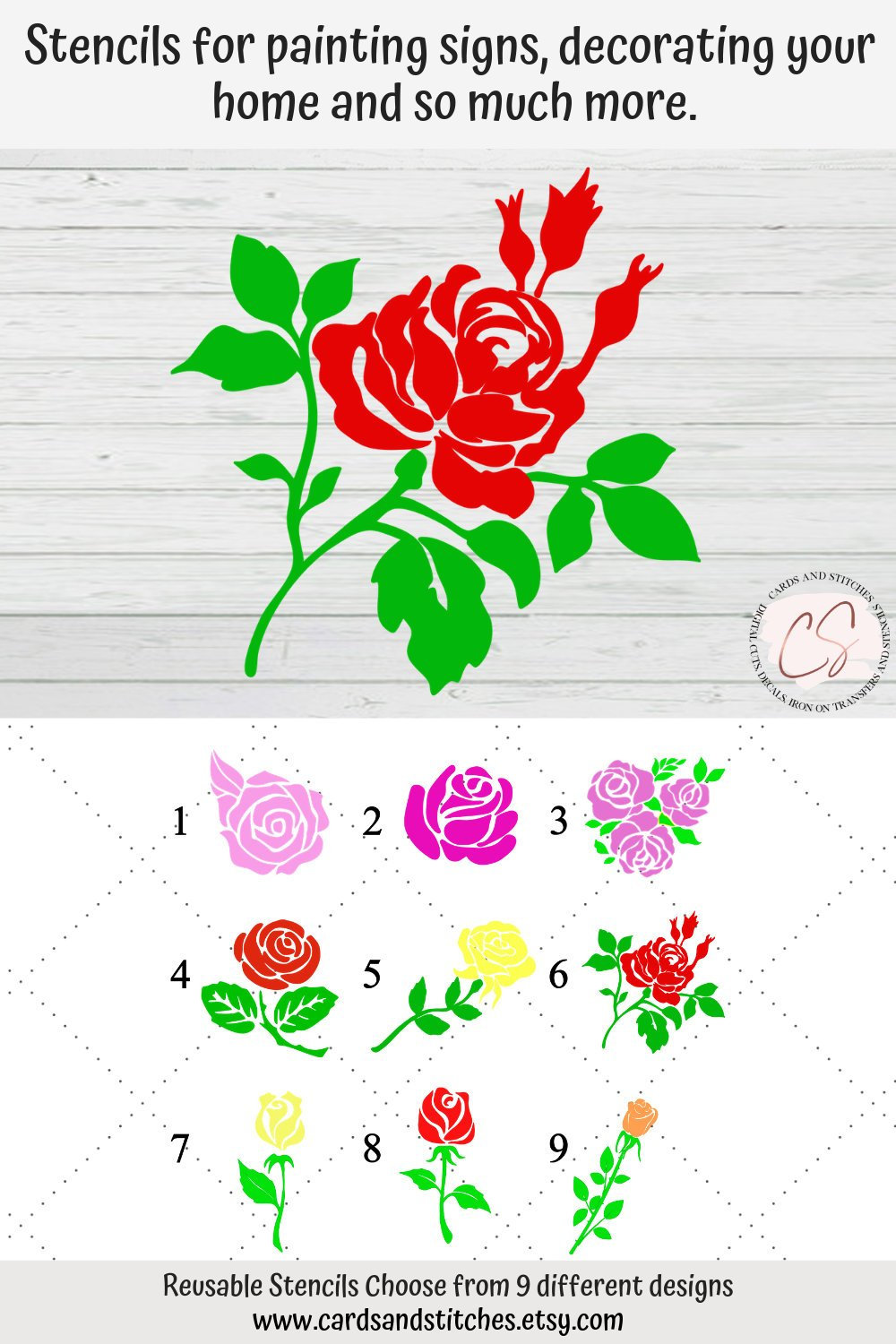 Rose Stencil Flower Stencil Craft Stencils Art Stencils Etsy