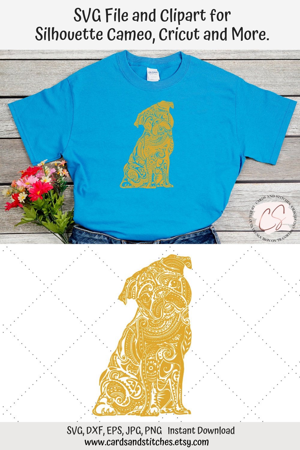 Pug Mandala Svg Pug Svg Mandala Printable Dog Svg Etsy