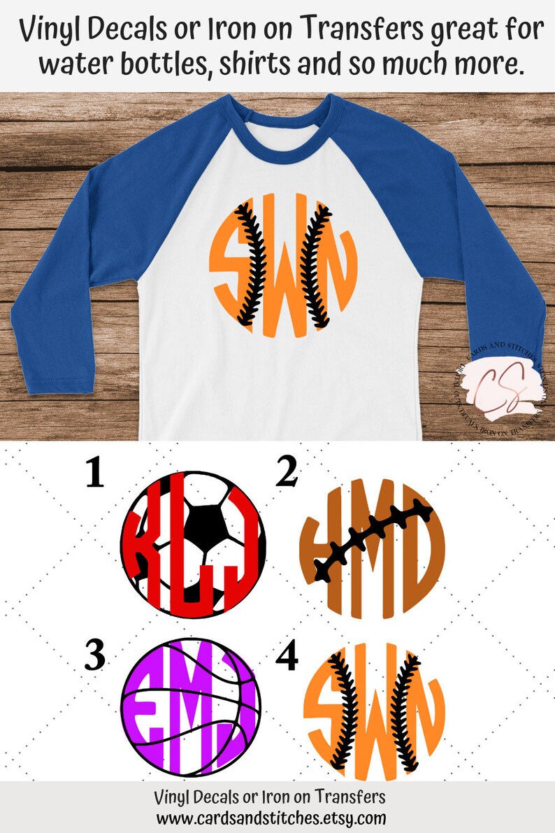 Sports Balls Decal Monogram Decals Vinyl Decals Water Etsy
