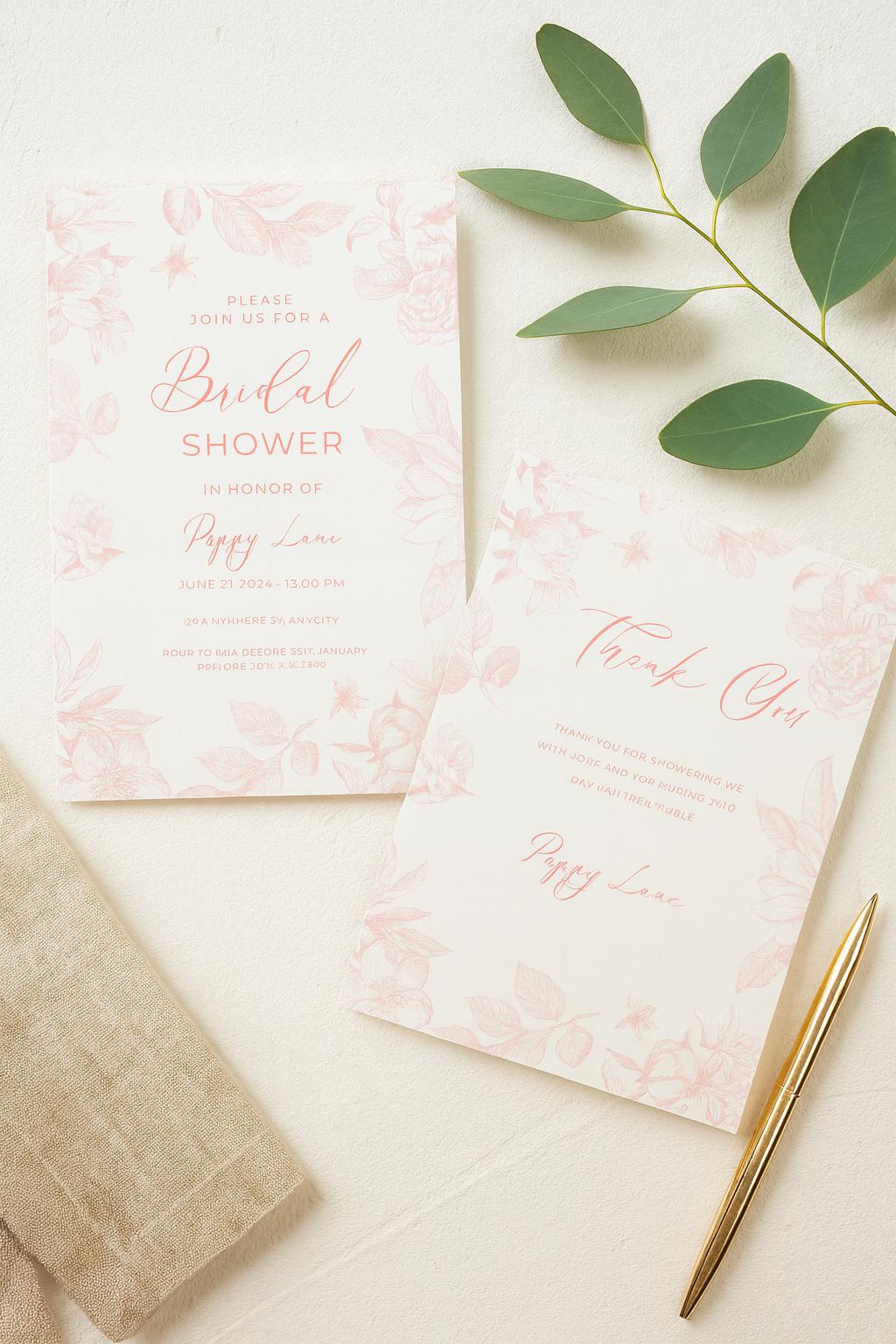 Blush Floral Thank You Card Template | Editable Printable (digital ...