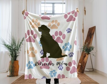 Golden Retriever Mom Blanket, Faux Patchwork Dog Mom Gift, Personalized Pet Blanket, Custom Dog Mama Throw, Golden Lover Gift For Her