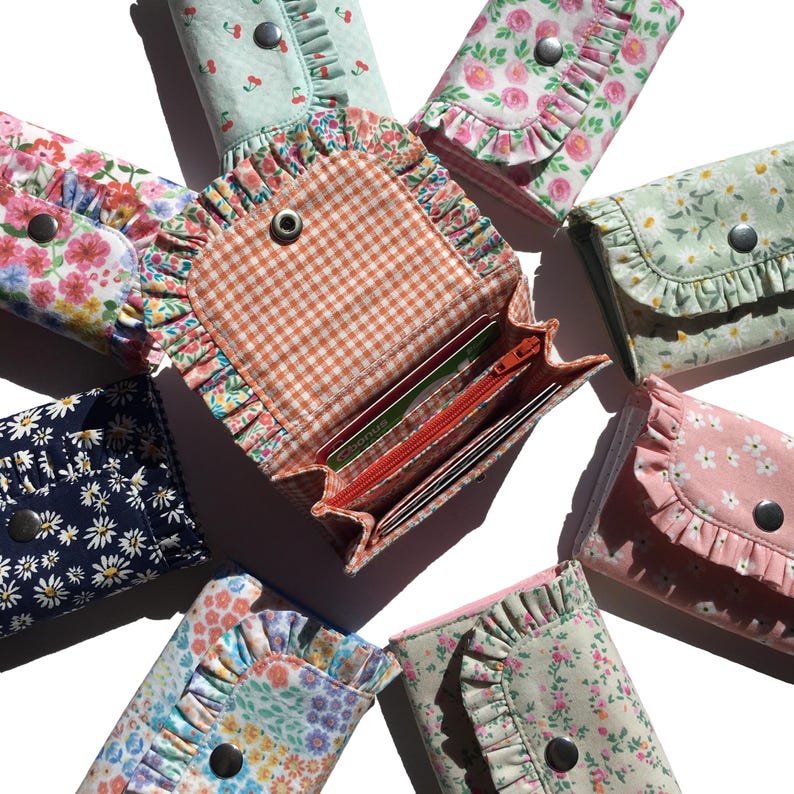 Floral Ruffle Mini Wallet | Handmade Coin Purse, Card Holder, Cotton ...