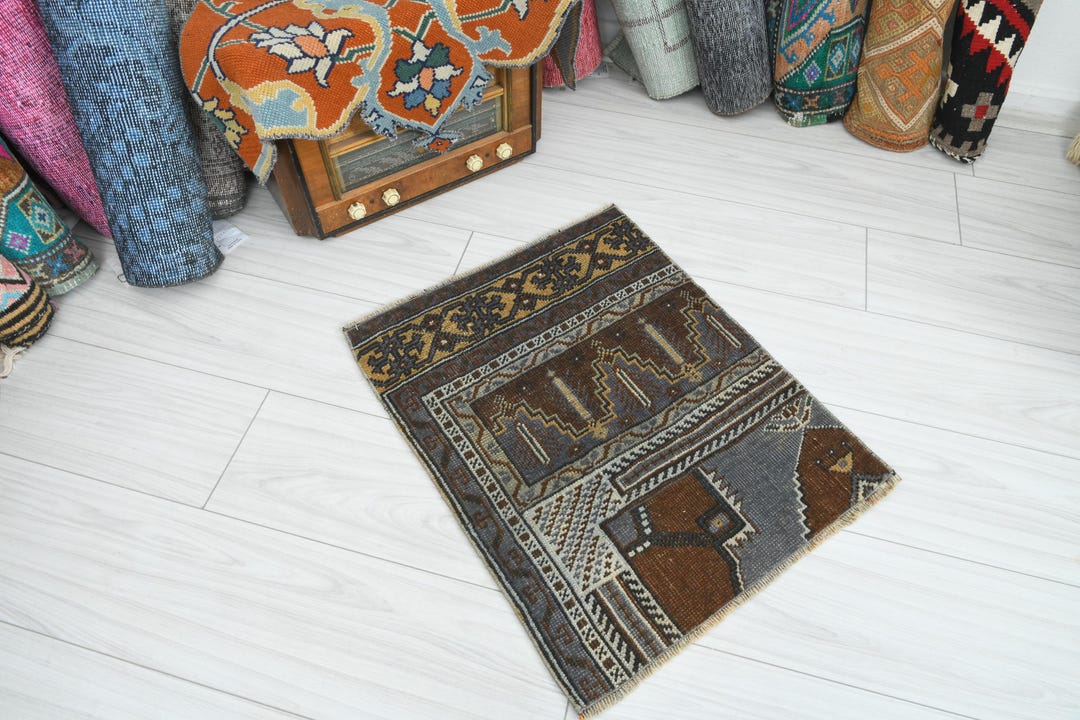 2x2 Vintage Rug, Small Turkish Rug, Square Handmade Oushak Mini Rug ...