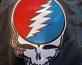 Jaqueta jeans Grateful Dead Stealie tamanho XXL | Dancing Skellies OOAK Deadhead Archive Artificial