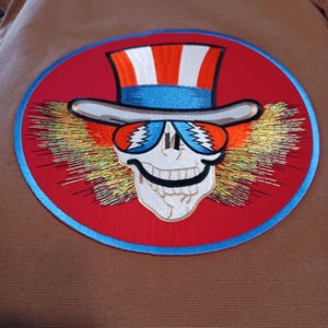Grateful Dead Wrangler Chore Jacket 2XL – Dancing Bear Patch, Biker Sam Back Patch, Brown Denim Workwear Coat, Deadhead Style
