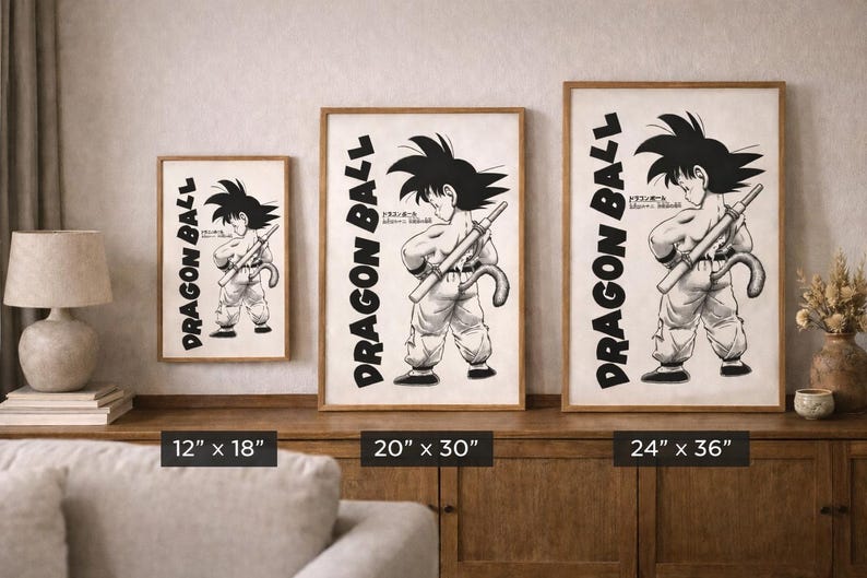 Dragon Ball Goku Poster | Vintage Anime Wall Art | Retro Manga Print ...