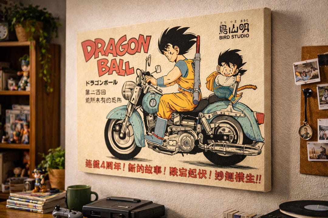 Dragon Ball Canvas Poster | Goku and Gohan Vintage Anime Wall Art ...