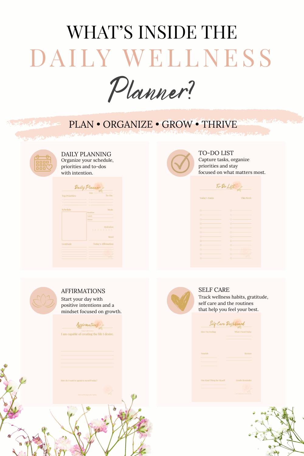 Daily Wellness Planner Printable PDF | Self Care Planner | Habit ...