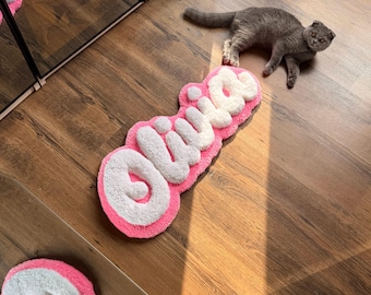 Custom 3D Name Rug, Handmade Tufted Nursery Decor, Personalized Keepsake