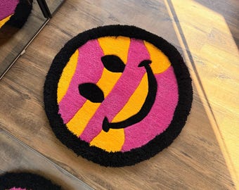 Getufteter 3D Smiley Teppich, einzigartiger gewellter Streifen Teppich