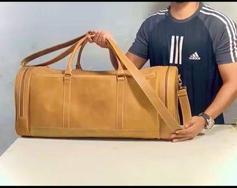 Leren plunjetas – vintage reisweekendtas voor heren
