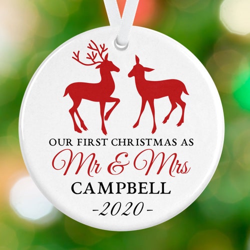 Our First Christmas As Mr And Mrs Ornament Deer First Etsy