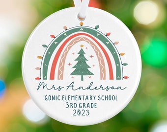 Personalized Teacher Ornament- Educator Ornament Gift  - Rainbow Christmas Ornament -Teacher Appreciation Gift Ornament - teacher ornament