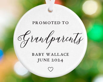 Pregnancy Announcement Ornament -  Christmas Wreath Ornament - Pregnant Ornament - Personalized Porcelain New Grandparents Ornament