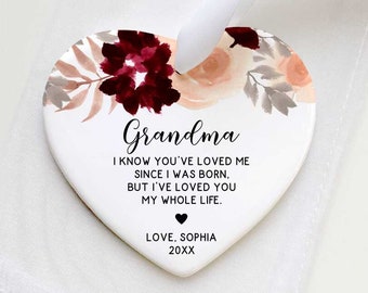 Grandma Mother's Day Gift - Personalized New Grandmother Gift - New Grandma Ceramic Heart Ornament  - Mother's Day Grandma Gift