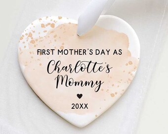 First Mother's Day Gift - Mother's Day Personalized Gift - New Mother Ornament Keepsake - Ceramic Heart Ornament - First Mothers Day Gift