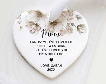 Mother's Day Gift - Personalized New Mother Gift - New Mom Ceramic Heart Ornament - Best Mom Ever Keepsake - Mother Daughter Ceramic Heart