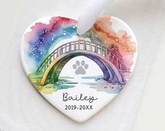 Pet Loss Gift - Over The Rainbow Bridge Gift - Pet Memorial Ceramic Heart Keepsake - Dog Loss Sympathy Gift - Cat Loss Gift