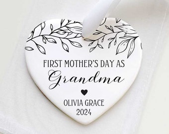 First Mother's Day Gift For Grandma Gift - Personalized New Grandmother Gift - New Grandma Ceramic Heart Ornament - New Mom - New Mother