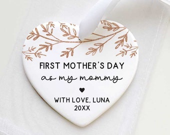 First Mother's Day Gift - Mother's Day Personalized Gift - New Mother Ornament Keepsake - Ceramic Heart Ornament - First Mothers Day Gift