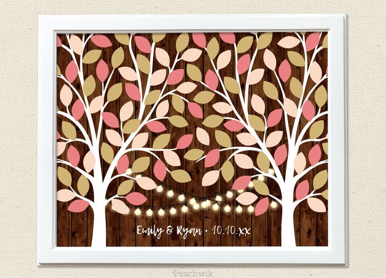 100 guests Wedding Tree Rustic Guest book Printable Wedding Guest Book Tree Rustic Lights Wedding Tree Peachwik Wedding Printable