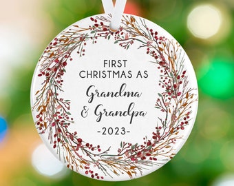 New Grandparents Christmas Ornament - First Christmas Grandparents Ornament - Personalized New Baby Ornament - Pregnancy Reveal Keepsake