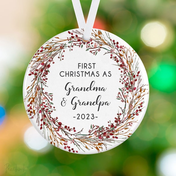 New Grandparents Christmas Ornament - First Christmas Grandparents Ornament - Personalized New Baby Ornament - Pregnancy Reveal Keepsake