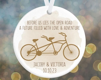 Anniversary Ornament -Tandem Bike Ornament - Newlywed Couple Ornament - Wedding Ornament -  Personalized Bicycle Anniversary Ornament