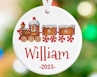 Personalized Train Ornament - Gingerbread Choo Choo Ornament - Name Ornament - Personalized Porcelain Holiday Christmas Ornament