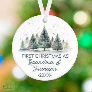 Our First Christmas as Grandma & Grandpa Ornament Christmas Ornament Personalized Porcelain Holiday Ornament Grandparents Gift Ornament image 1