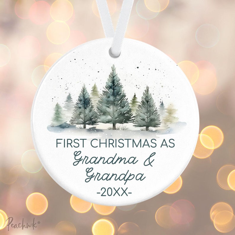 Our First Christmas as Grandma & Grandpa Ornament Christmas Ornament Personalized Porcelain Holiday Ornament Grandparents Gift Ornament image 2