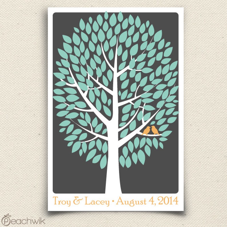 Modern Tree Guestbook Printable Modwik Guest Book Alternative Peachwik Wedding Tree 150 guest sign in