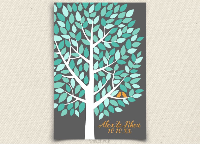 Wishwik Wedding Guest book Tree Guest Book Alternative File Wedding Guest Book Alternative Peachwik Printable PDF 150 guest sign in