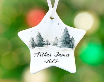 Personalized Star Ornament - Personalized Name Christmas Ornament - Holiday Trees Ornament - Personalized Forest Christmas Ornament