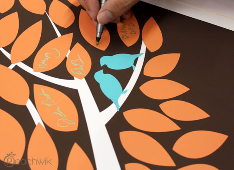 Modern Tree Guestbook Printable Modwik Guest Book Alternative Peachwik Wedding Tree 150 guest sign in