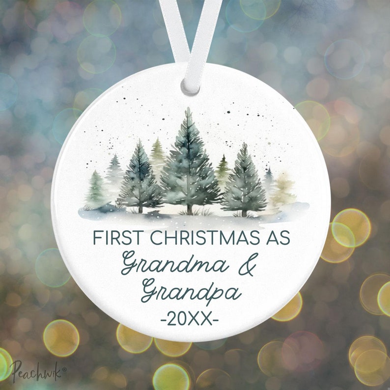 Our First Christmas as Grandma & Grandpa Ornament Christmas Ornament Personalized Porcelain Holiday Ornament Grandparents Gift Ornament image 4