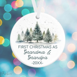 Our First Christmas as Grandma & Grandpa Ornament Christmas Ornament Personalized Porcelain Holiday Ornament Grandparents Gift Ornament image 3