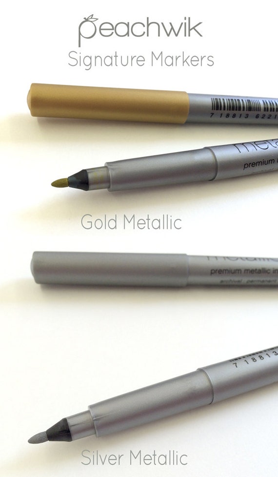 Gold or Silver or Charcoal Metallic Markers for Your Wedding Tree Guest  Book Alternative Set of 2 Metallic Markers 