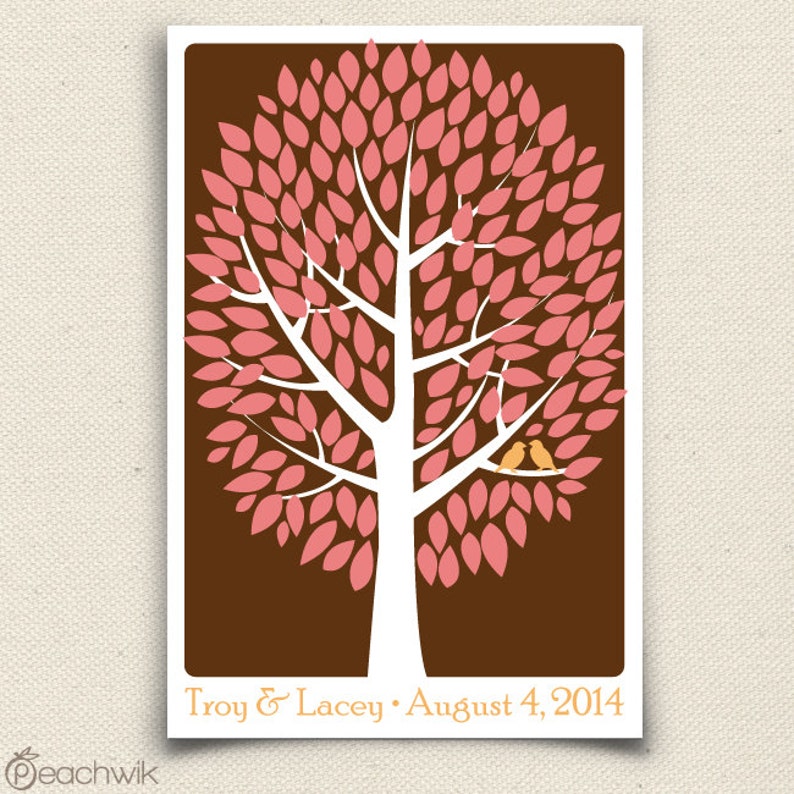 Modern Tree Guestbook Printable Modwik Guest Book Alternative Peachwik Wedding Tree 150 guest sign in