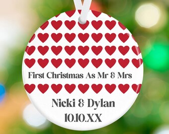 Newlywed Christmas Ornament - Newlywed Gift - Wedding Gift - Personalized Porcelain Holiday Ornament - Christmas Ornament