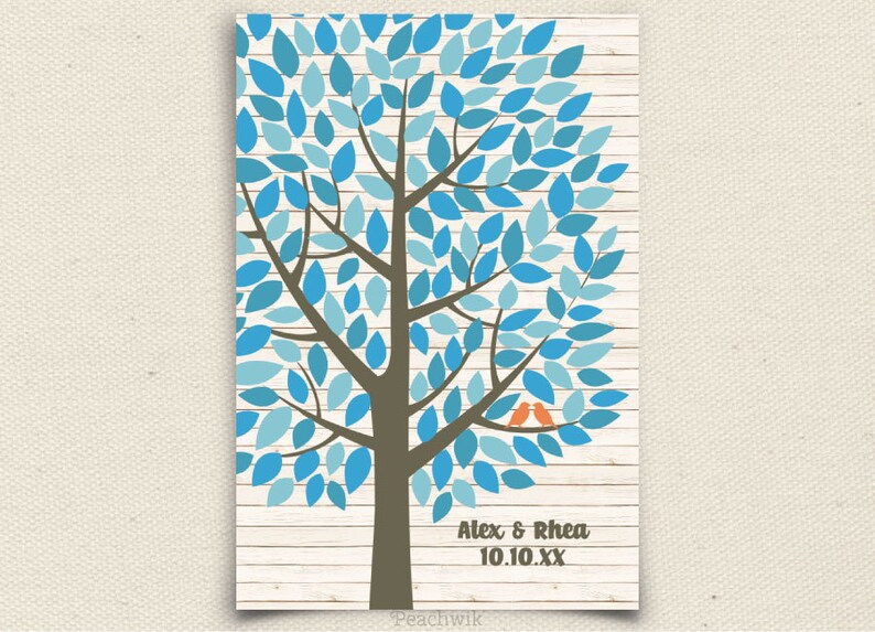 Wishwik Wedding Guest book Tree Guest Book Alternative File Wedding Guest Book Alternative Peachwik Printable PDF 150 guest sign in