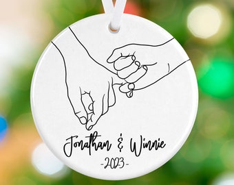 Couple Ornament - Pinky Promise Ornament - Pinkie Swear Ornament - Personalized Engagement Holiday Christmas Ornament - Fiance Gift