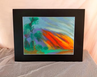 Ember Wind – Original Oil Pastel Painting (Matted 12x16)