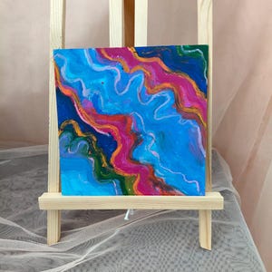 Electric Current – Original Abstract Oil Pastel Painting 6x6 | Colorful Modern Art | Small Abstract Artwork