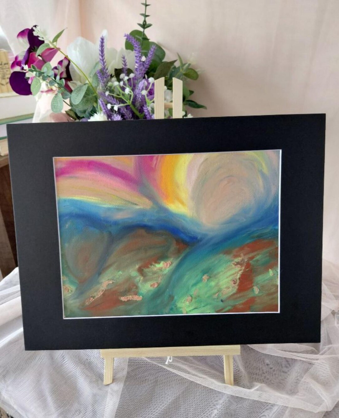 Original Abstract Landscape Oil Pastel Painting, 9x12 Artwork, 12x16 ...